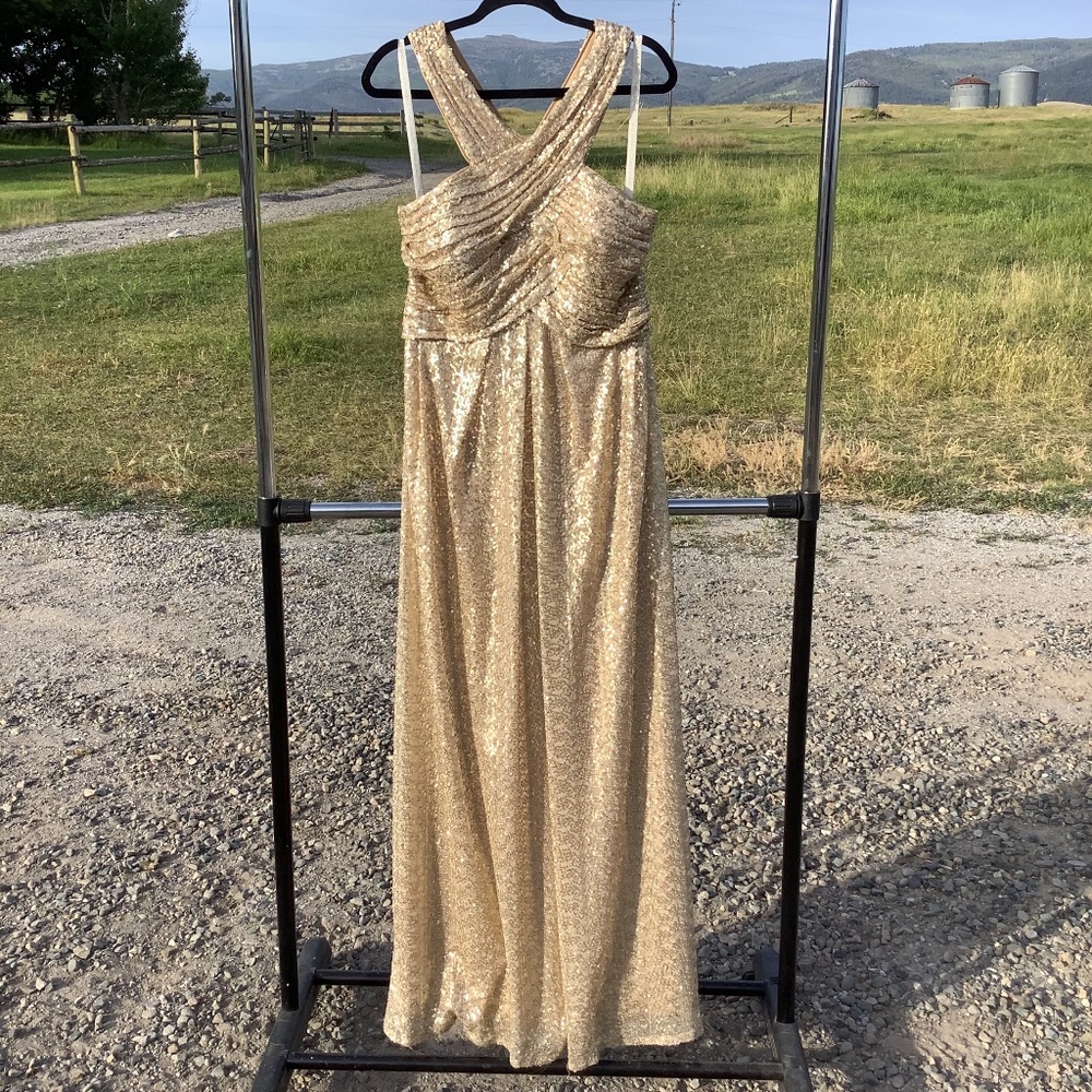 Bill Levkoff Gold Sequin Dress Sz 12